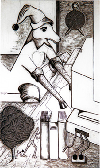 Stella Veldkamp, ‘Proces of het protest van een evenhoef’, 160 x 100 cm., krijtpapier,     199901, Particulier bezit..jpg