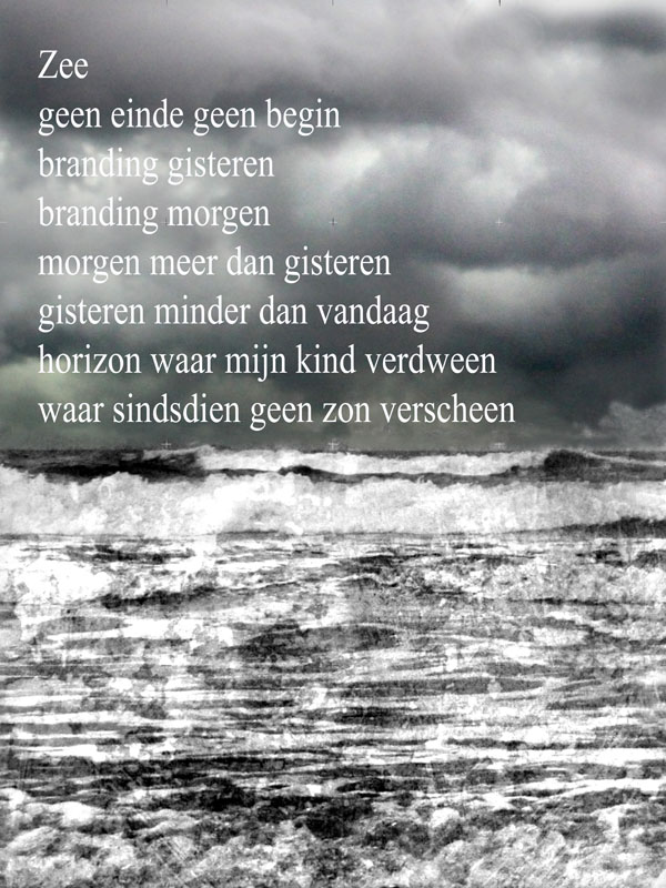 Gedicht 'Zee, geen einde geen begin' bij de volkslegende van Rixt van het Oerd.