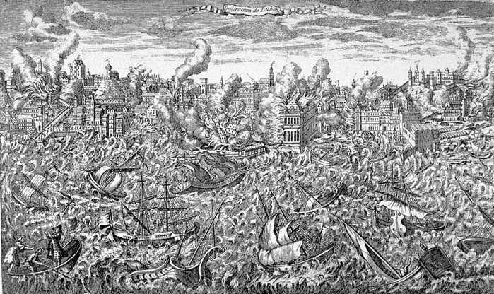 Kopergravure ramp Lissabon 1755