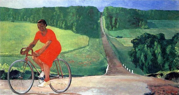 Aleksandr Deyneka -Boerenmeid op fiets - 1934