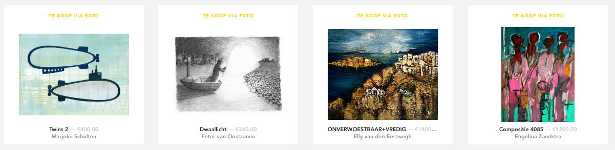 In de webshop van exto kun je zoeken op categorie, prijs en formaat