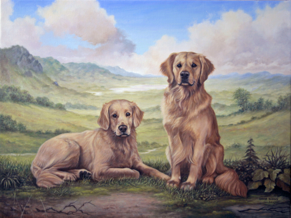 Goldens in landschap olieverf 60x80 - Marina Radius