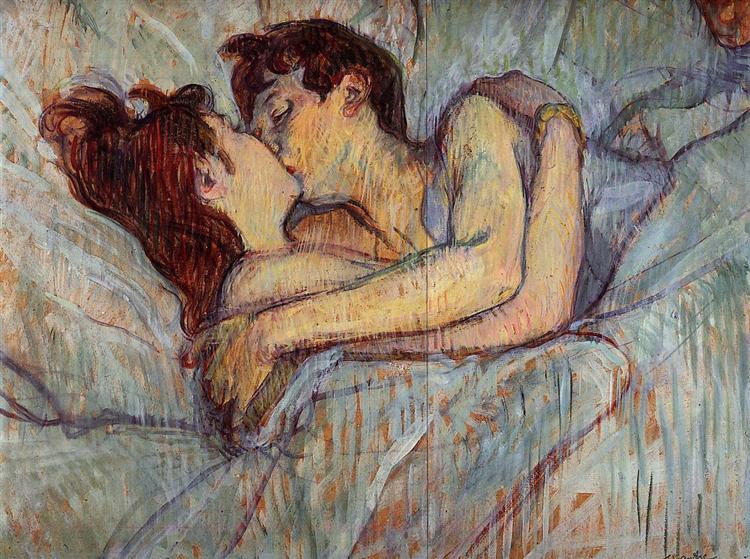 In bed, de kus, 1892, privé-collectie — Henri de Toulouse-Lautrec