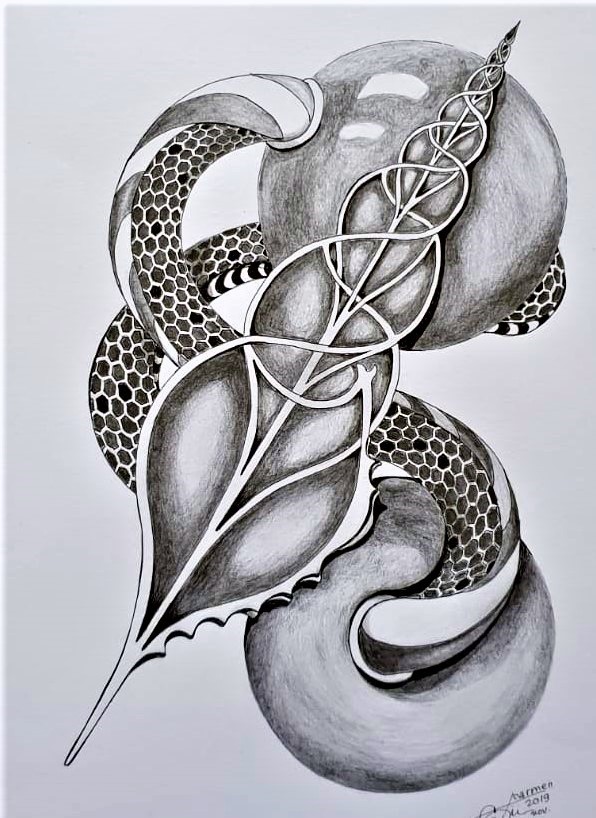 CONTORSION, 2019, gemengde techniek (potlood en fineliner) 20 x 30 cm - Carmen Todita