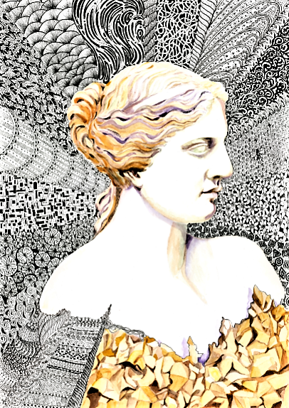 VENUS, 2018 gemengde techniek (aquarel en fineliner), 30 x 40 cm - Carmen Todita