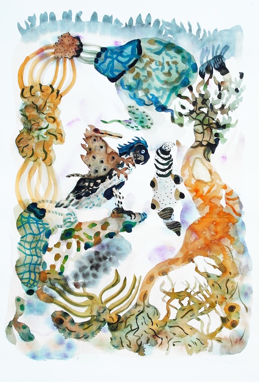 Schepsel en organismen 2018 aquarel 50 x 70 cm — Thea Peters