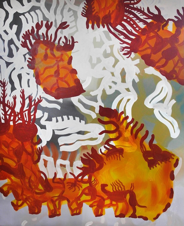 Organismen bruin, 2019; olie op linnen; 100 x 120 cm — Thea Peters